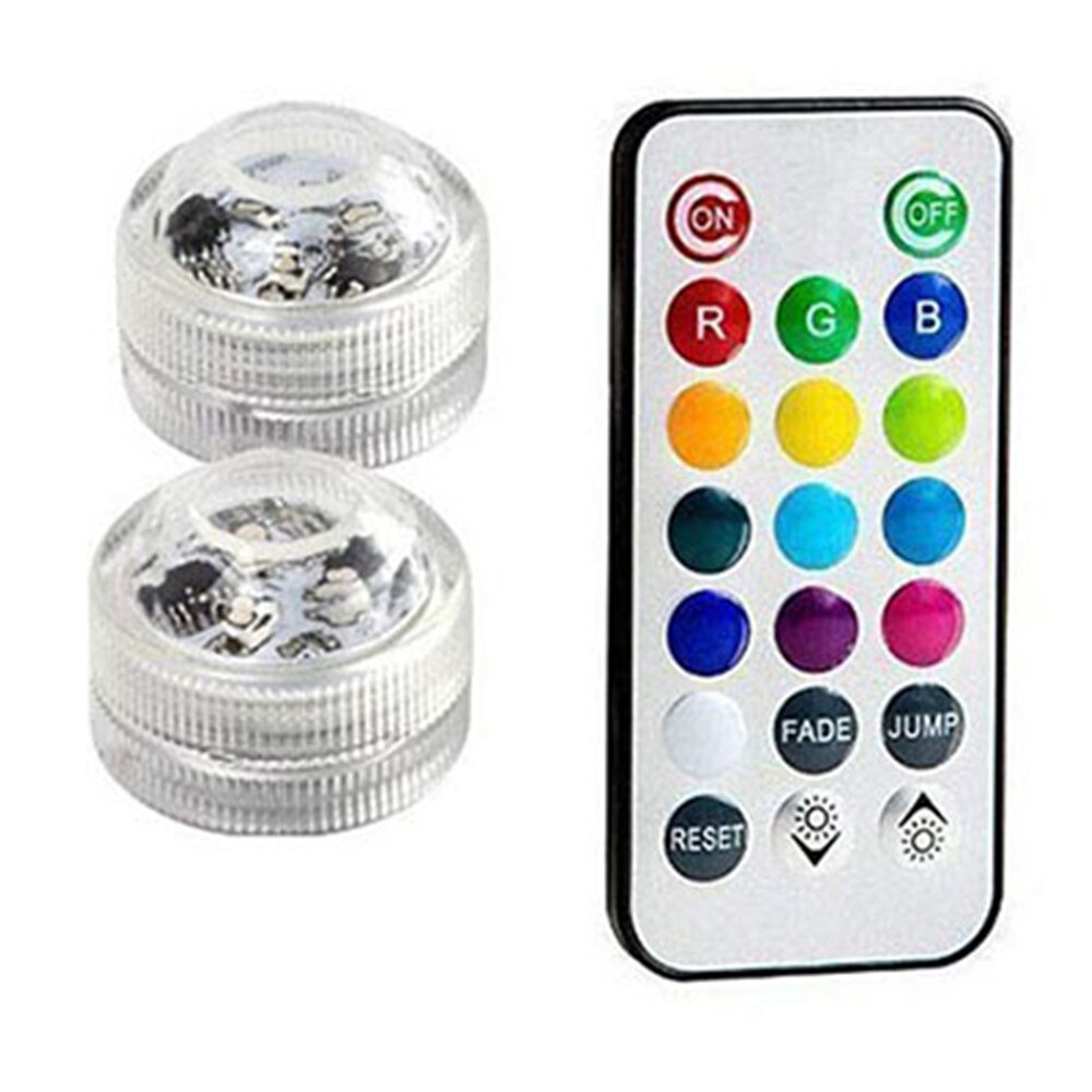 Battery Operated Multi Color Submersible LED Underwater Light for Fish Tank Pond Swimming Pool Wedding Party IP68 Waterproof: 2 lamp 1controller