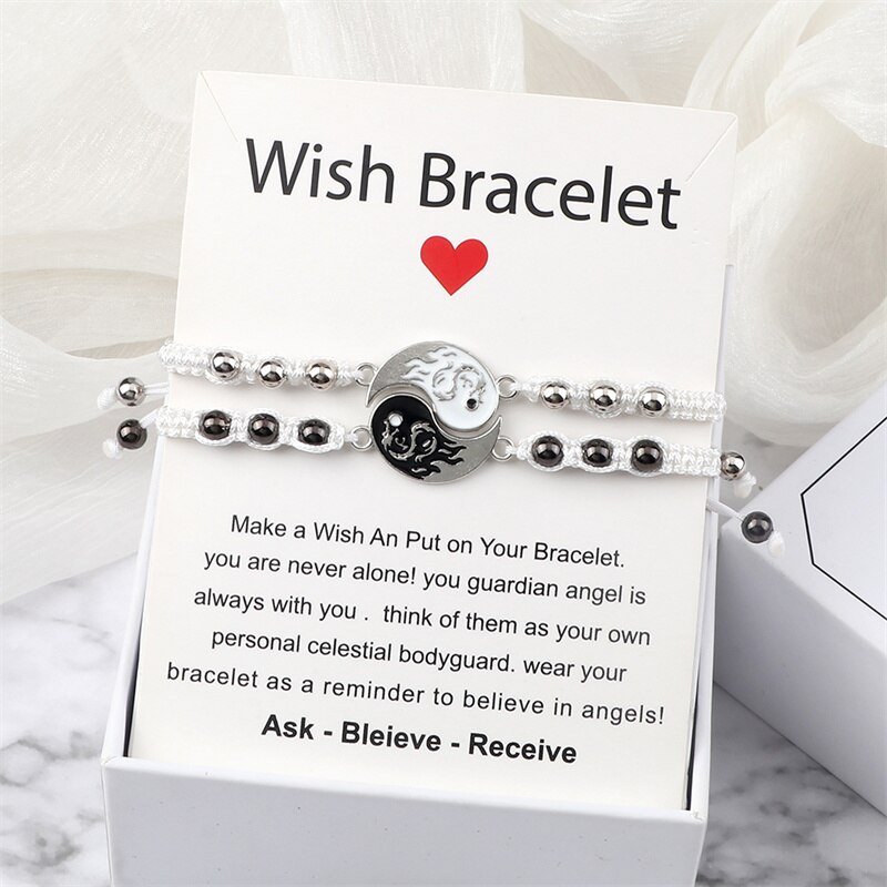 Draken Tai Chi Vlechtarmband Set - 2 Stuks - Yin Yang Koppel Armbanden