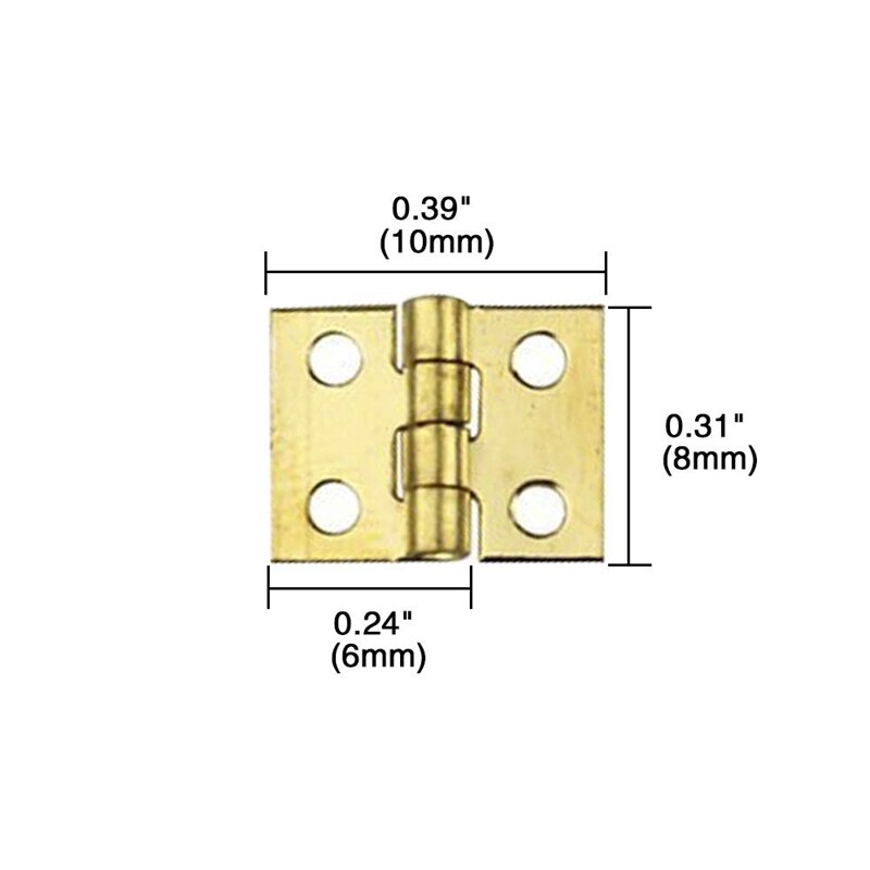 100 PCS Mini Brass Hinges Hardware 180 Degree Rotation for Dollhouse Miniature Furniture Cabinet Closet(DIY)