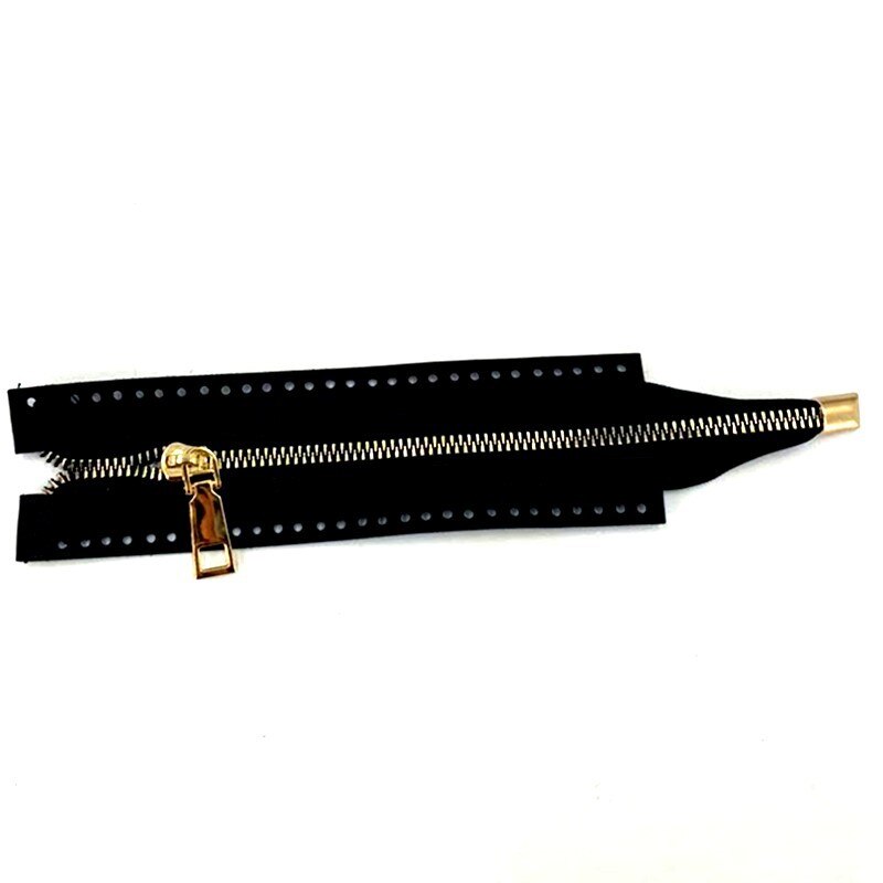 1PC Custom DIY Zipper For Woven Bag Hardware PU Leather Zipper Sewing Accessory 18cm Metal Zipper for Clothes Shoes: Black