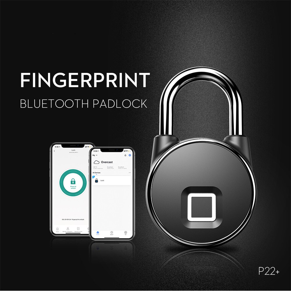 Smart Fingerprint Lock Bluetooth APP Fingerprint Recognition Unlock Keyless Waterproof Anti-theft Padlock For Door Luggage Case