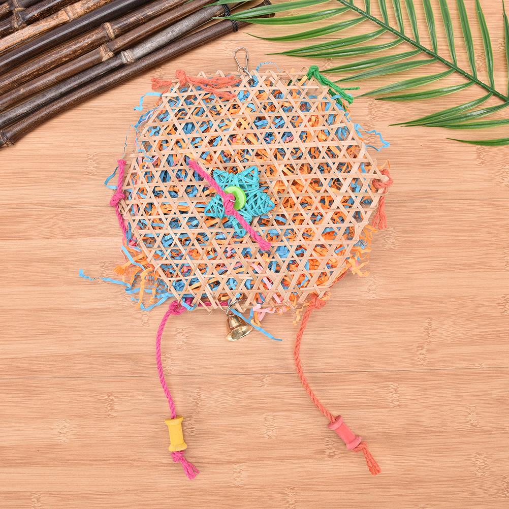 Peck Chewing Parrot Toys Cage Access Cage HangingToy bird swing cage toy foraging toys bites for parakeet Bamboo Weave rope: Default Title