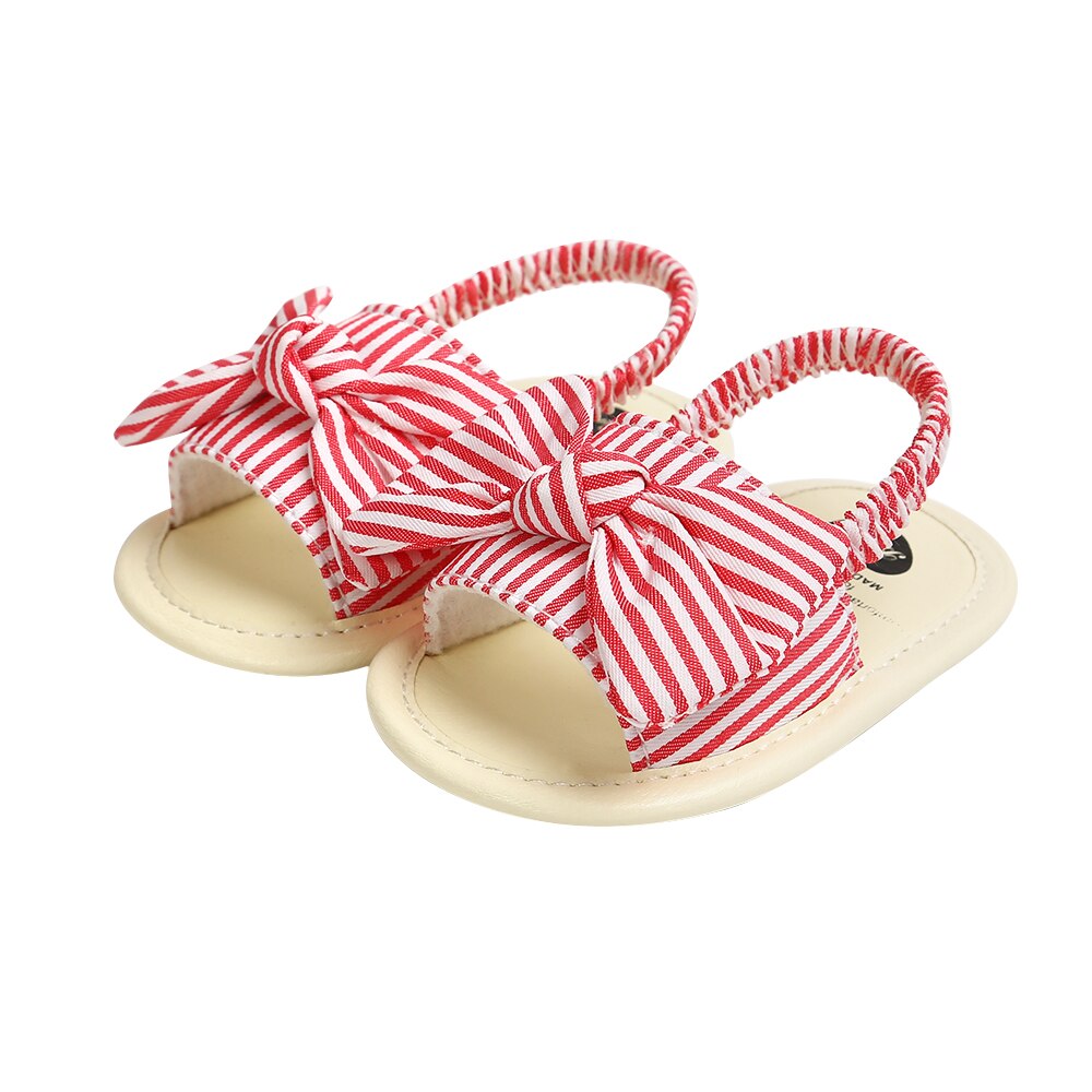 0-18M Baby Girls Princess Bow Shoes Toddler Summer Sandals Cotton Non-slip Shoes: B / 7-12 Months