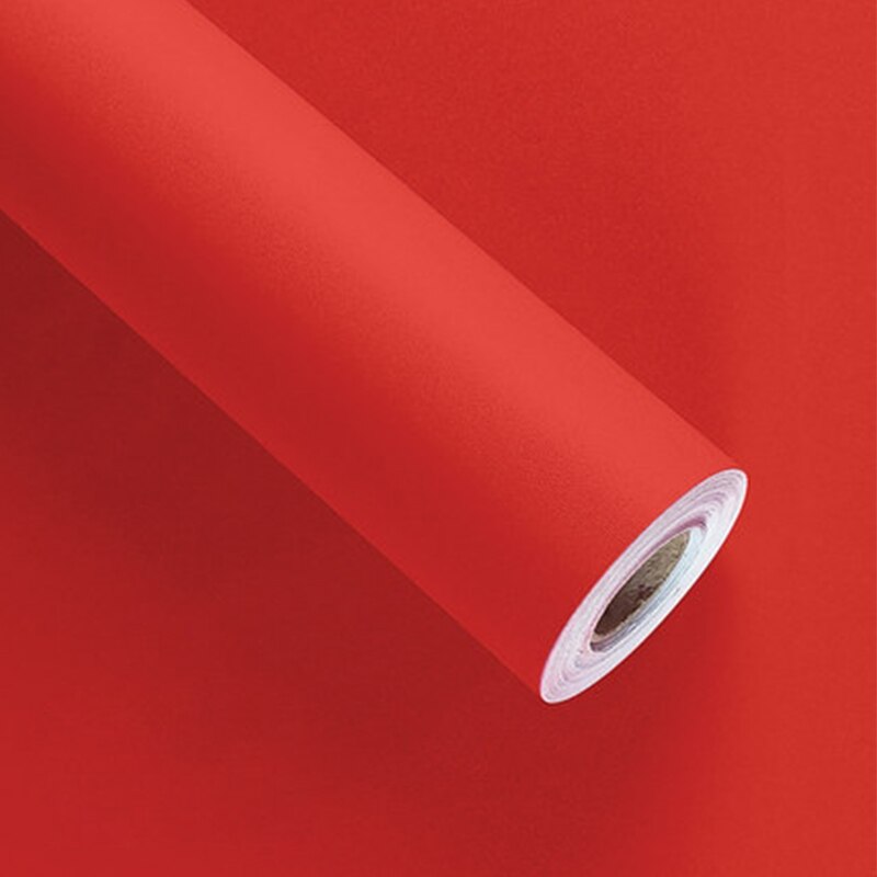 Vinyl Matte Waterproof Self Adhesive Wallpaper Easy Using Wall Sticker for Living Room Kitchen Furniture Cabinet Home Decor Film: Red / 40cm x 5m