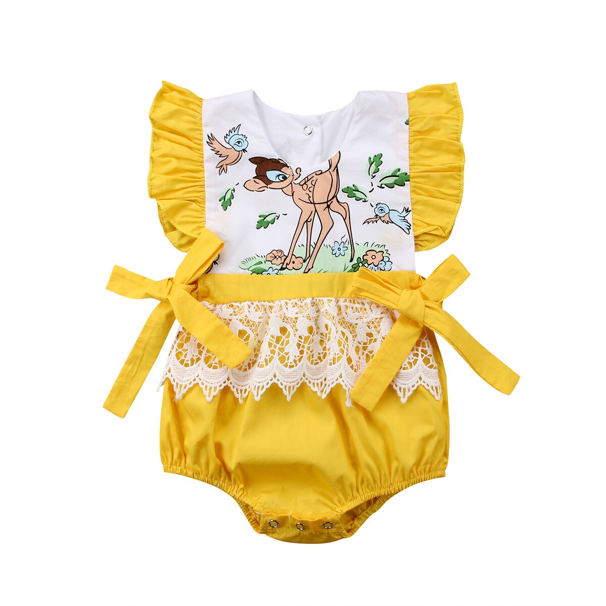 Nueva bonita bebé niña mono ropa volantes encaje m... – Grandado
