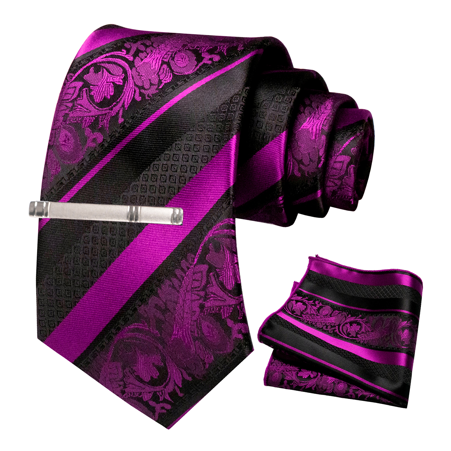 Blumen-Krawatten-Set Für Herren Mit Einstecktuch – Business & Hochzeit, 8 Cm Breit, 146 Cm Lang