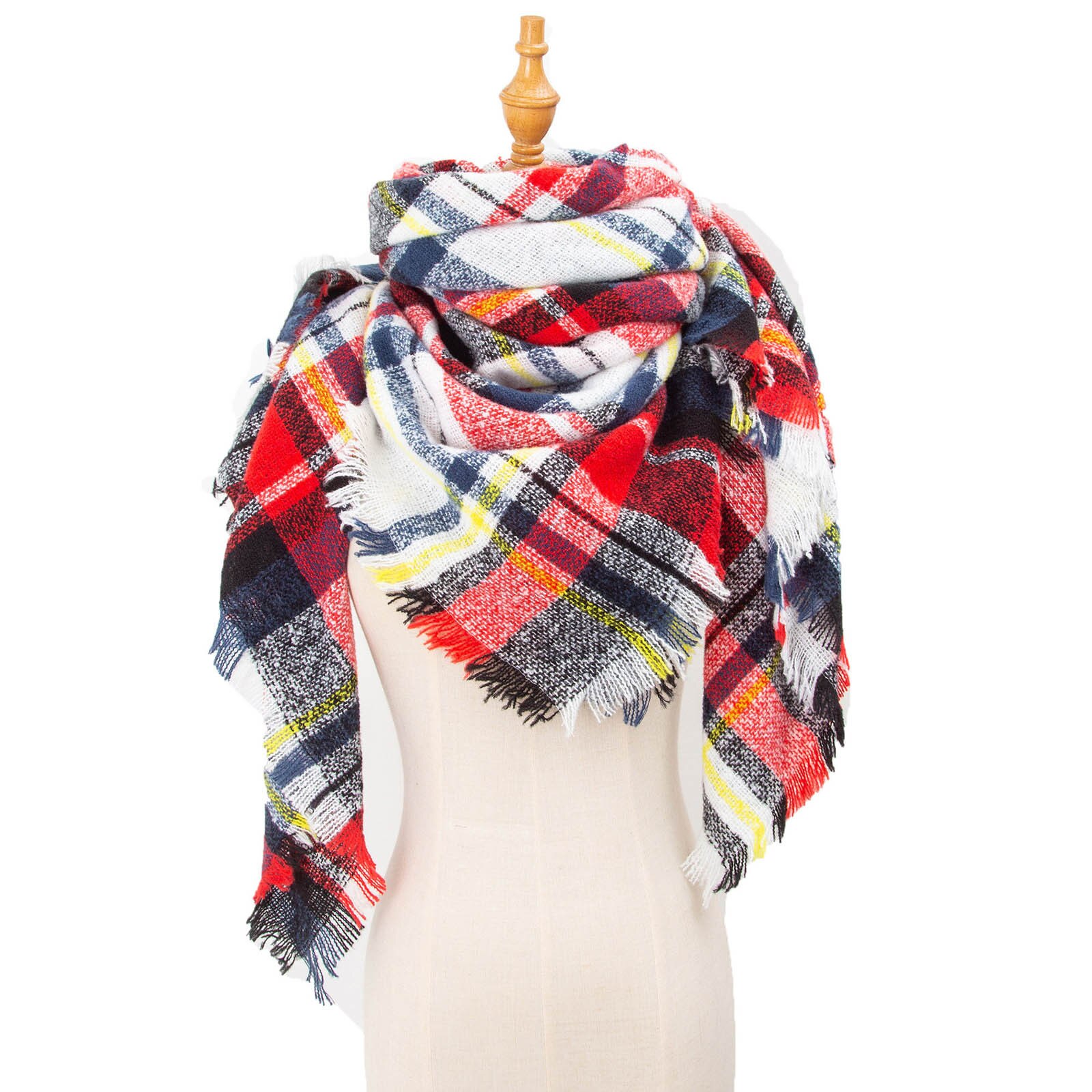 Womens Warm Long Shawl Wraps Large Scarves Knit Cashmere Tassel Plaid Scarf winter hijab scarf: WH