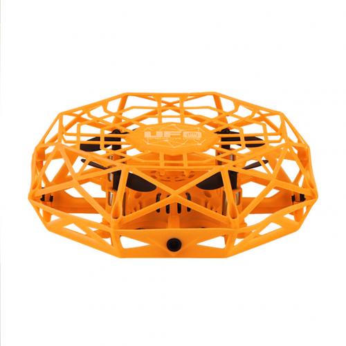 4-Axis Kid 4 Axis UFO 360 degree rotation flying LED Induction Hand Flying Aircraft Toy Induction Drone Children Electronic Toy: Orange