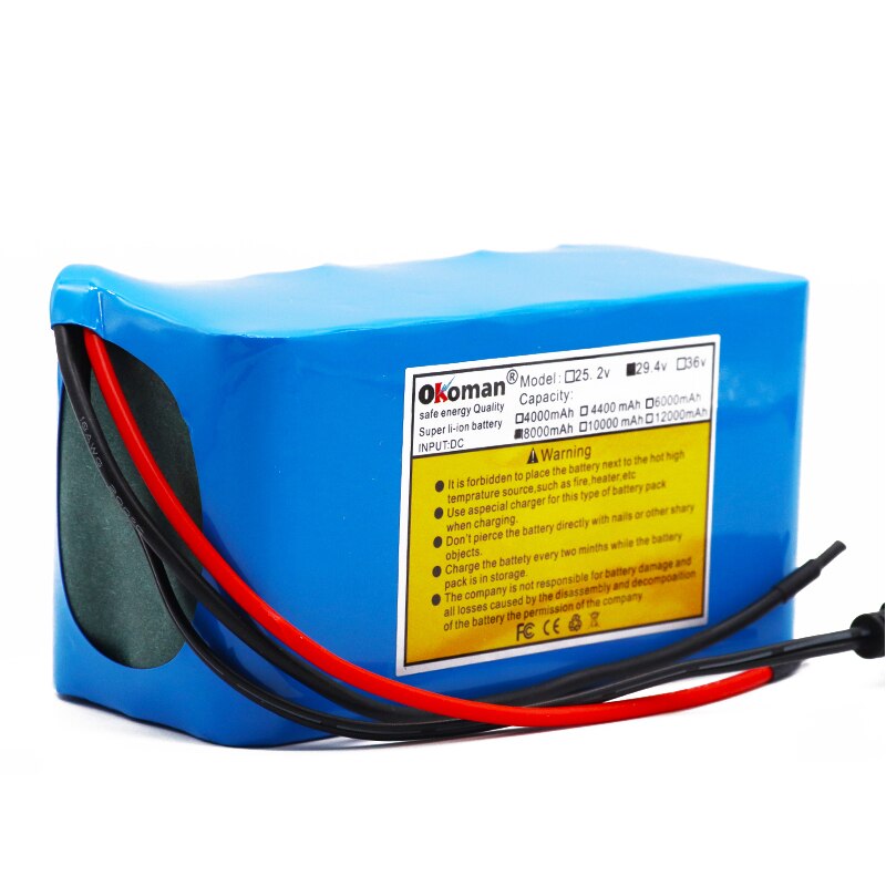 100% High capacity 24V 8Ah 18650 Battery li-ion battery pack 29.4v 8000mah Electric bicycle moped /Li-ion battery with charger