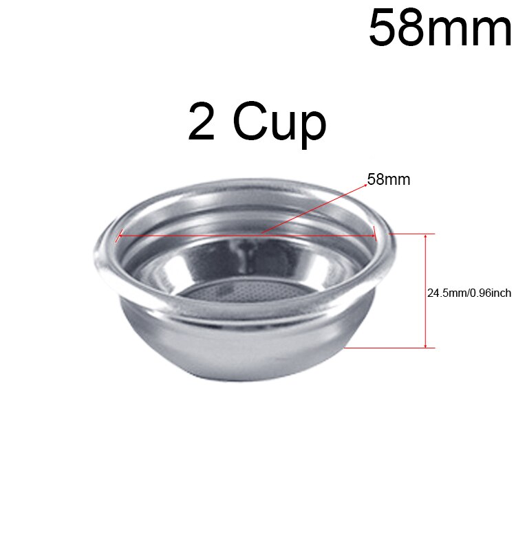 1/2/Schoon Cup Filterhouder 304 Roestvrij Staal Drukloze Koffie Filter 51Mm/58Mm Mand: 58mm 2 Cup