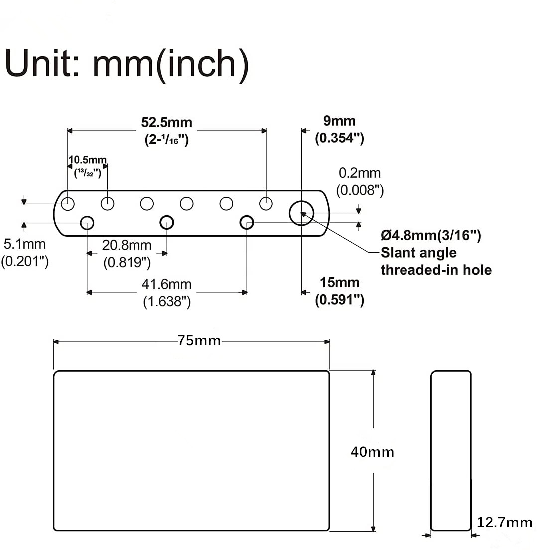 Sistema de trémolo para guitarra eléctrica, bloque de puente de latón completo de acero inoxidable de 40mm para Fender Strat y Squier de México, Classic Vibe CV