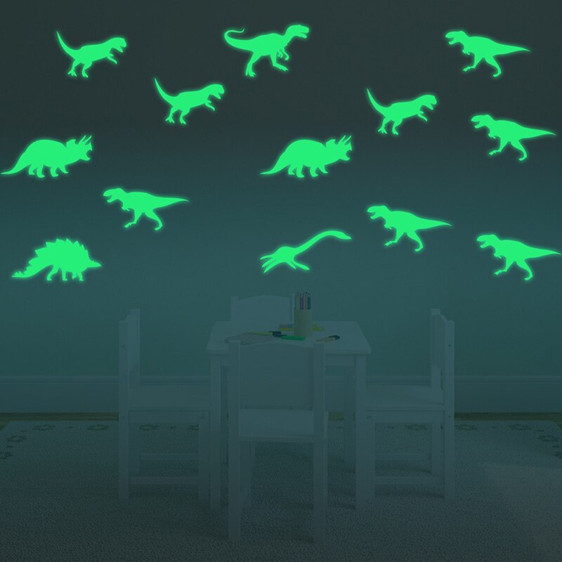 9PCS/Lot 3D Dinosaur Sticker Glow in The Dark Luminous on Wall Stickers for Kids Bedroom Home Decal Home Decoration Sticker