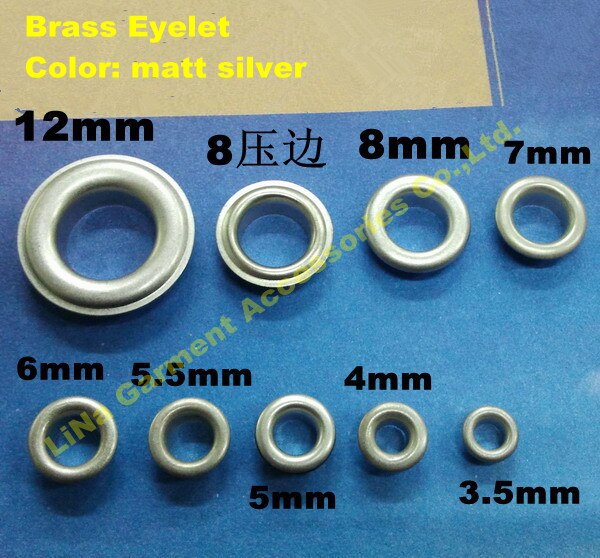 Matte Silver 8mm hole Eyelets for Apparel and Scrapbook brass metal eyelets for garment bags wallet etc accessory CPAM