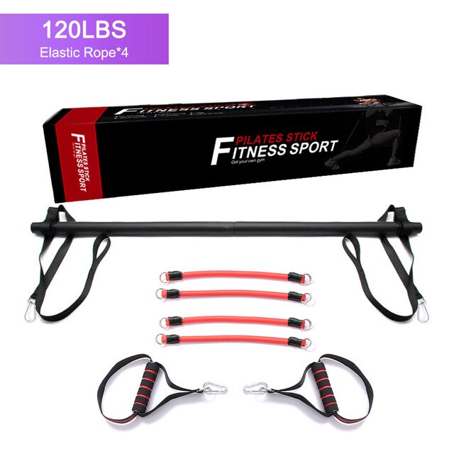 Equipo mejorado de barra de Pilates/Yoga/entrenamiento, con línea de Hipsline ajustable, estiramiento muscular, EVA, antideslizante, banda de resistencia de alta elasticidad: Amarillo claro