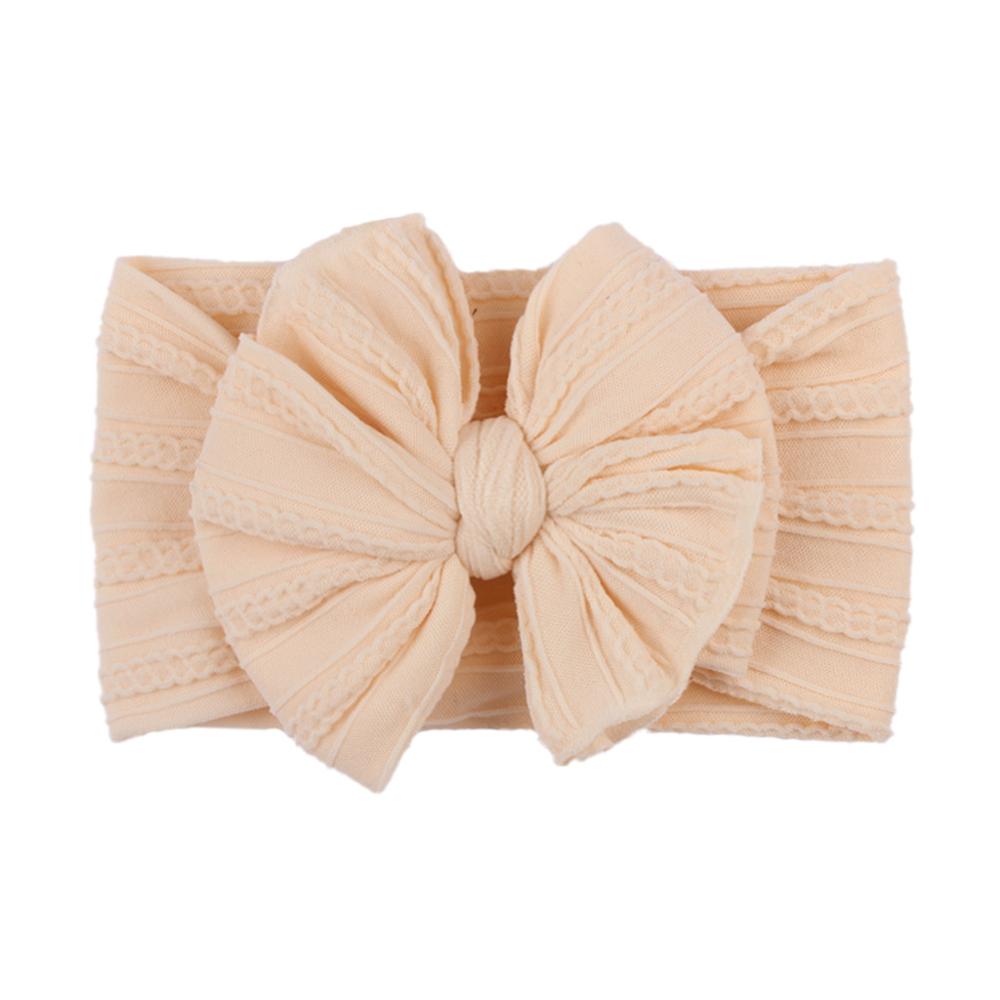 Cute Big Bowknote Baby Girl Headband Solid Color Soft Elastic Hairband For Kids Turban Headwear Children Hair Accessories: light pink
