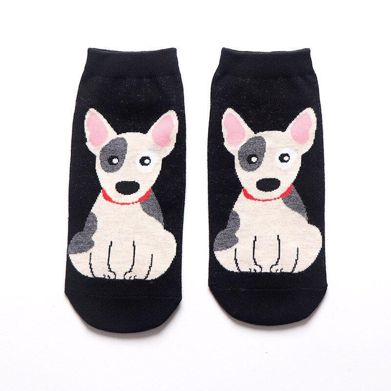 Primavera otoño lindo Animal mujeres algodón calcetines cortos Tide Dog Kawaii Bull Terrier Beagle japonés Casual Happy Funny Calcetines: 1