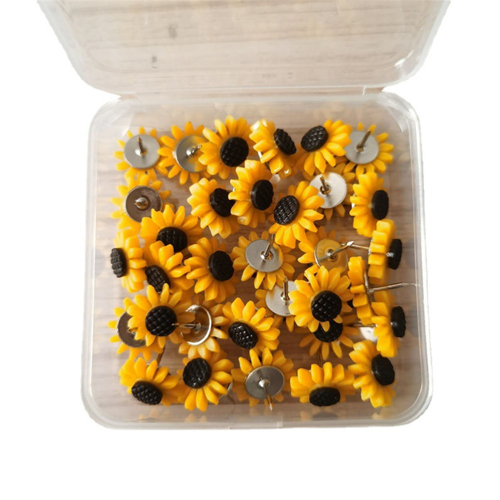 Sunflower Shape Push Pins Decoration Tack Board Bulletin Board Pins PushPin Drawing School Office Binding Supplies