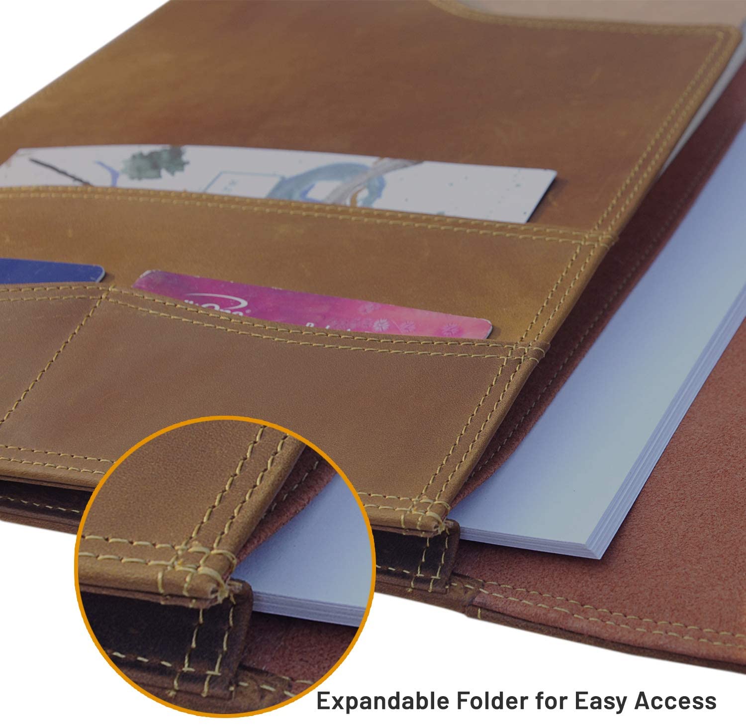 Leather Planner Cover Agenda Organizer A4+ Planner Cover Leather Daily Journal Cover with Writing Pad