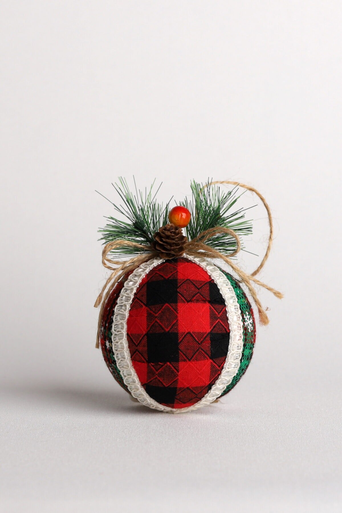 Kerstboomversiering stof 3 'lü set 7 cm