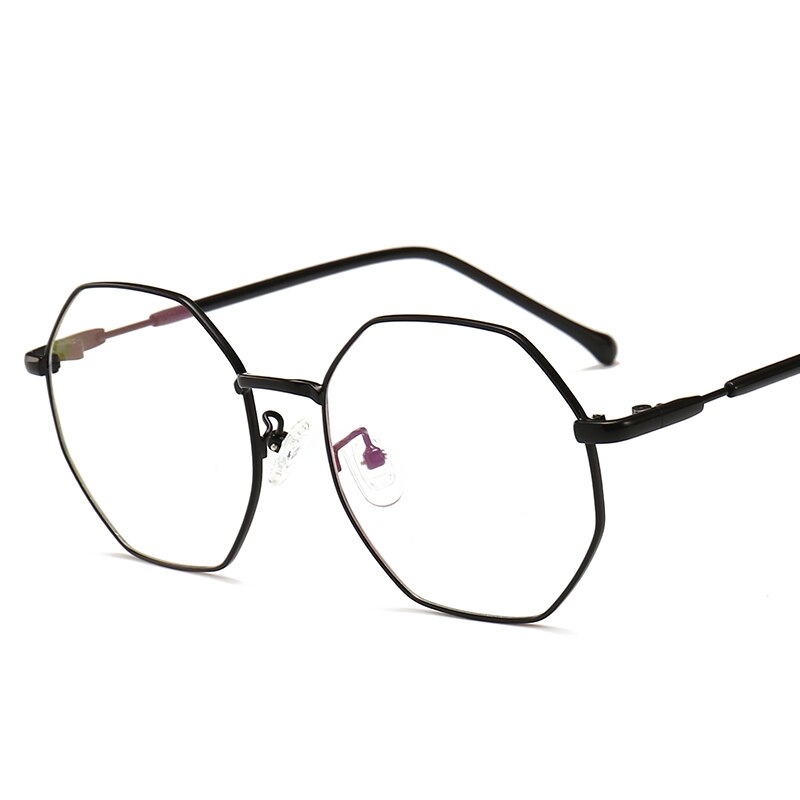 Octagon Glasses Frame Stylish Women Clear Glasses Brand lentes opticos mujer Nerd Frames Oculos de grau feminino: Black