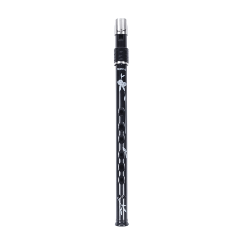 6- -hole irish tin penny whistle with case, key of cd, flute, whistle, instrument, woodwind instrument, for music lovers: Black