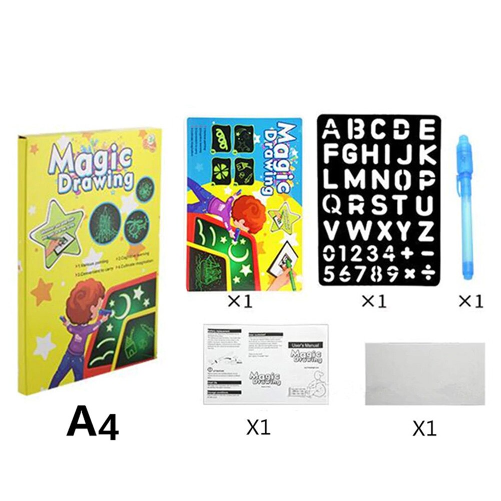 Draw with Light Developing Tablet Drawing Board Graffiti Writing for Children Kids: a4 English