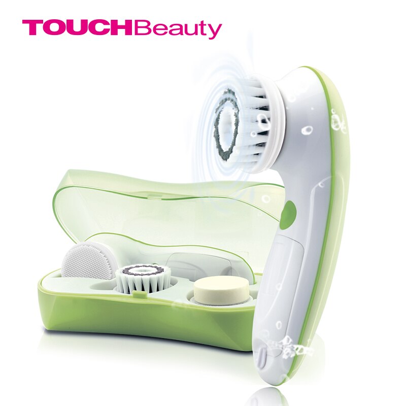 TOUCHBeauty 3 in1 Rotating Facial Cleansing Brush set with 3 Replacement Brush Heads, 2 Speed Settings with storage box TB-0759A