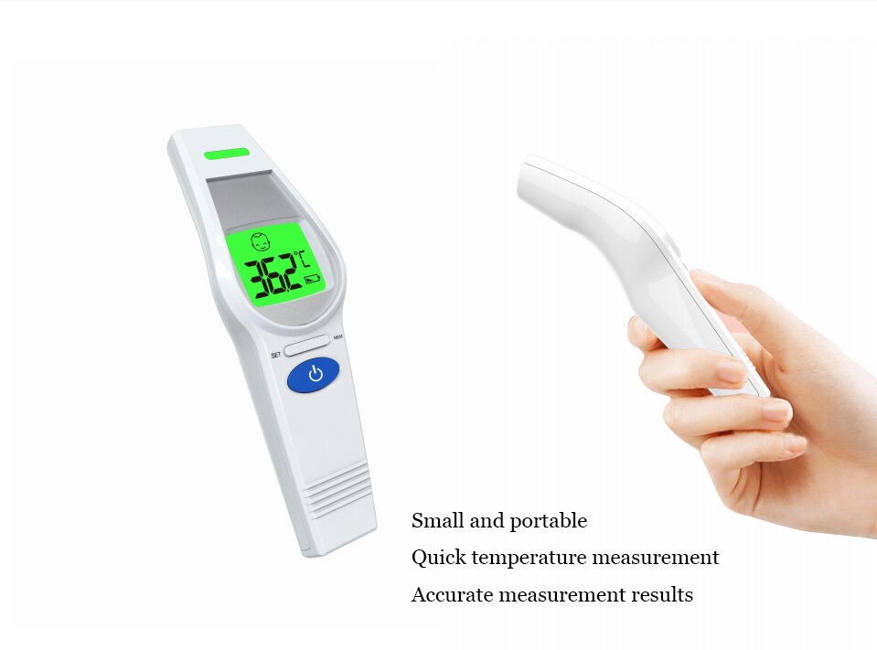 Intelligent infrarød termometer berøringsfri pandetermometer grøn baggrundsbelysning skærm voksent barn termometer