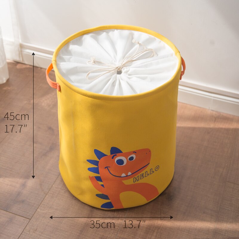 Laundry Basket Toy Storage Baskets Home Organizer Bin Stripe 40*50cm Large For Washing Dirty Clothes Cotton Folding Waterproof: PE dinosaure-yellow