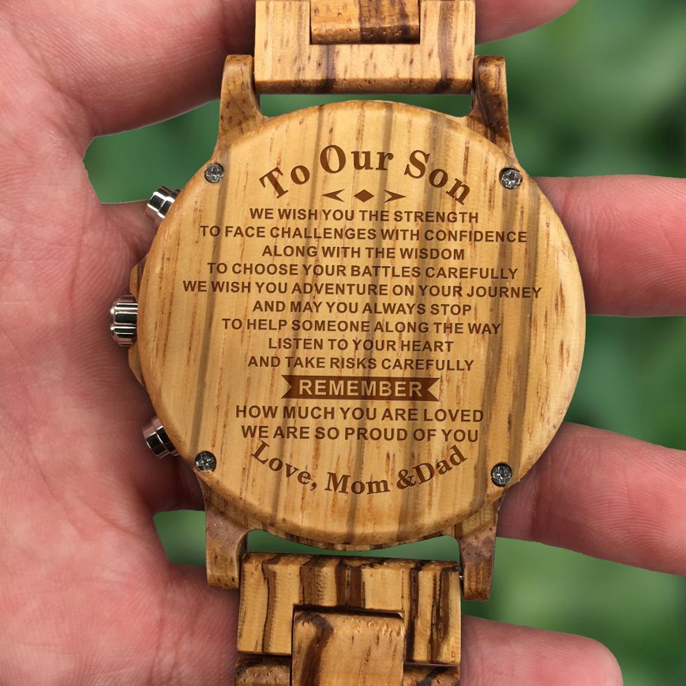 Sorpresa para el hijo, reloj deportivo de lujo tallado de madera, de cumpleaños de Graduación