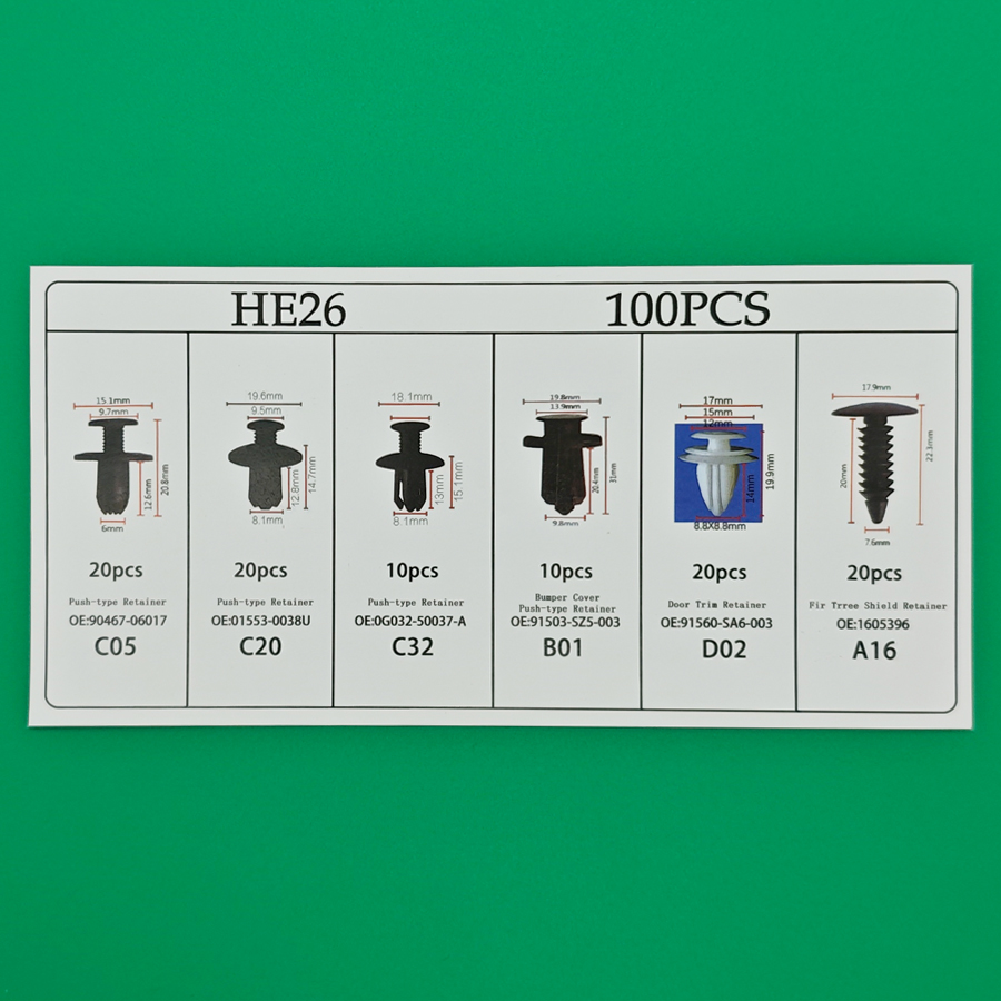 100 stücke Auto halter Clips 6 Größe Kunststoff Befestigungs elemente Kit Auto Trim Panel Clip gemischte Karosserie Stoßstange Niet Set