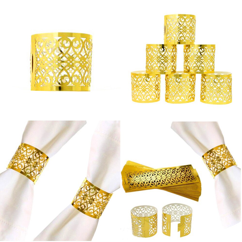 50 stk servietringe til bryllup borddekoration nederdel prinsesse prins rhinsten guld servietringe holder festartikler