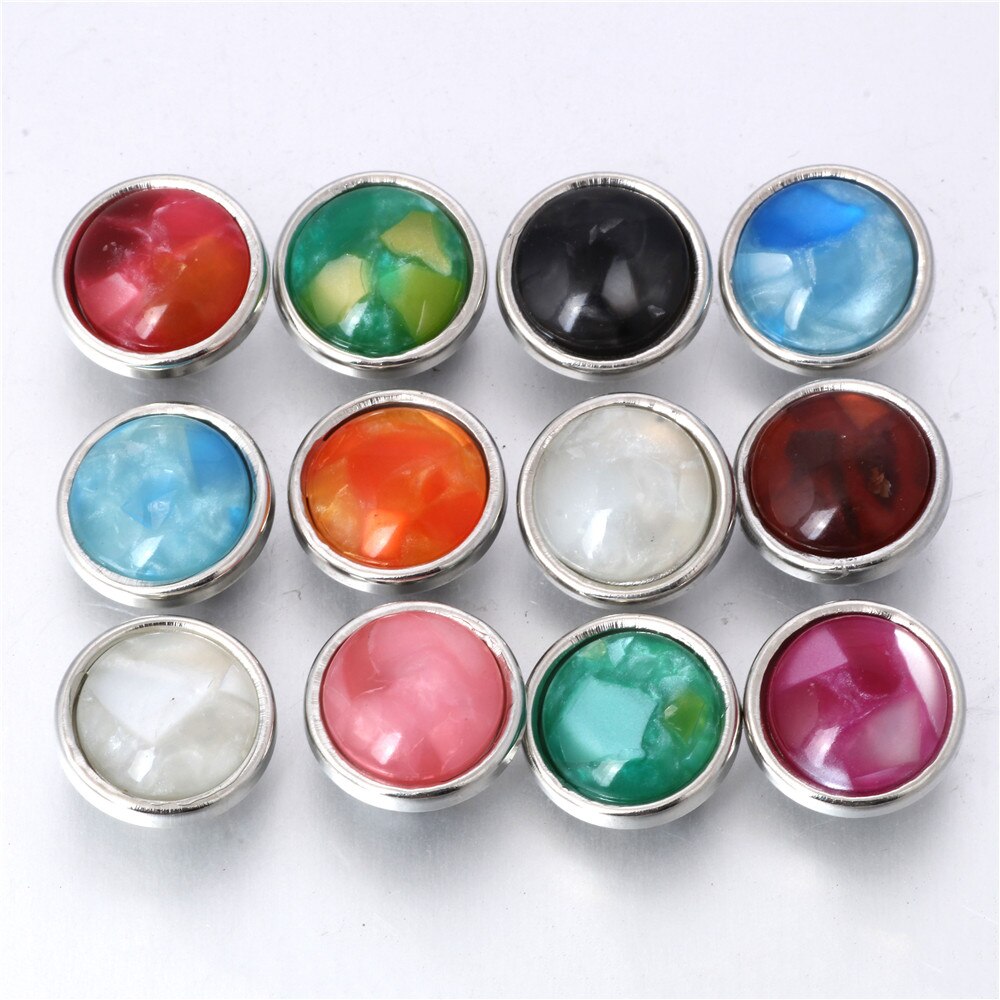 10pcs/lot Mixed Color 12MM Random Fish Scale Resin Snap Button For Women Fit 12mm Snap Bracelet Bangle Earrings Necklaces: 11