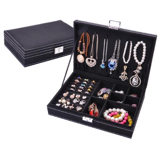 guanya brand jewelry Accessories box plate stud earring earrings storage case ring wedding birthday: black 669