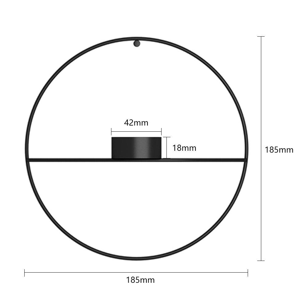 Modern Art 3D Circle Metal Candle Holder Wall Hanging Home Decoration Flower Vase Tea Light Art Crafts Geometric Candlestick: Black F