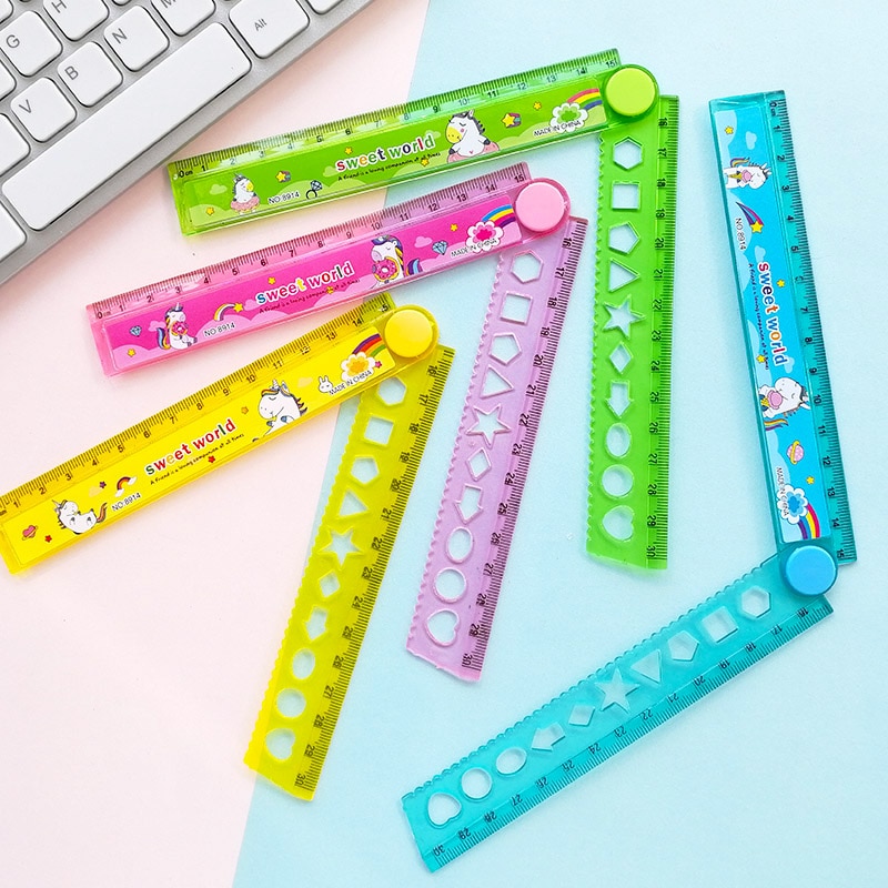 30CM Cute Kawaii Unicorn Study Time Folding Ruler ... – Grandado