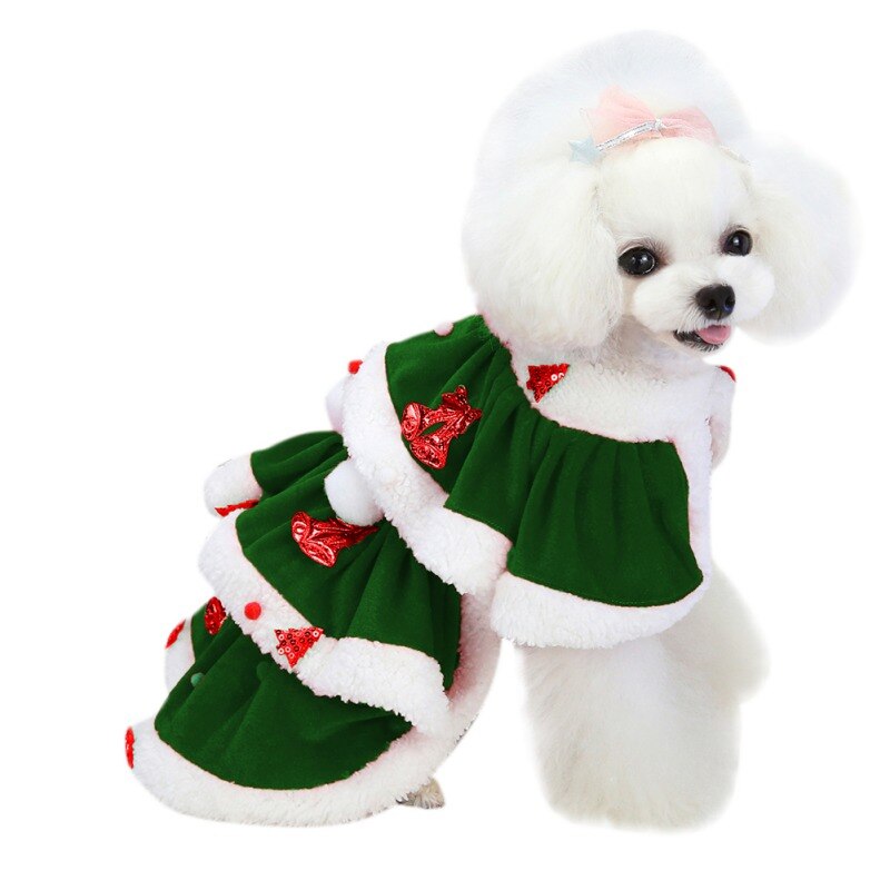 Winter Warm Christmas Dog Dress Pet Dog Clothes Do...  Grandado