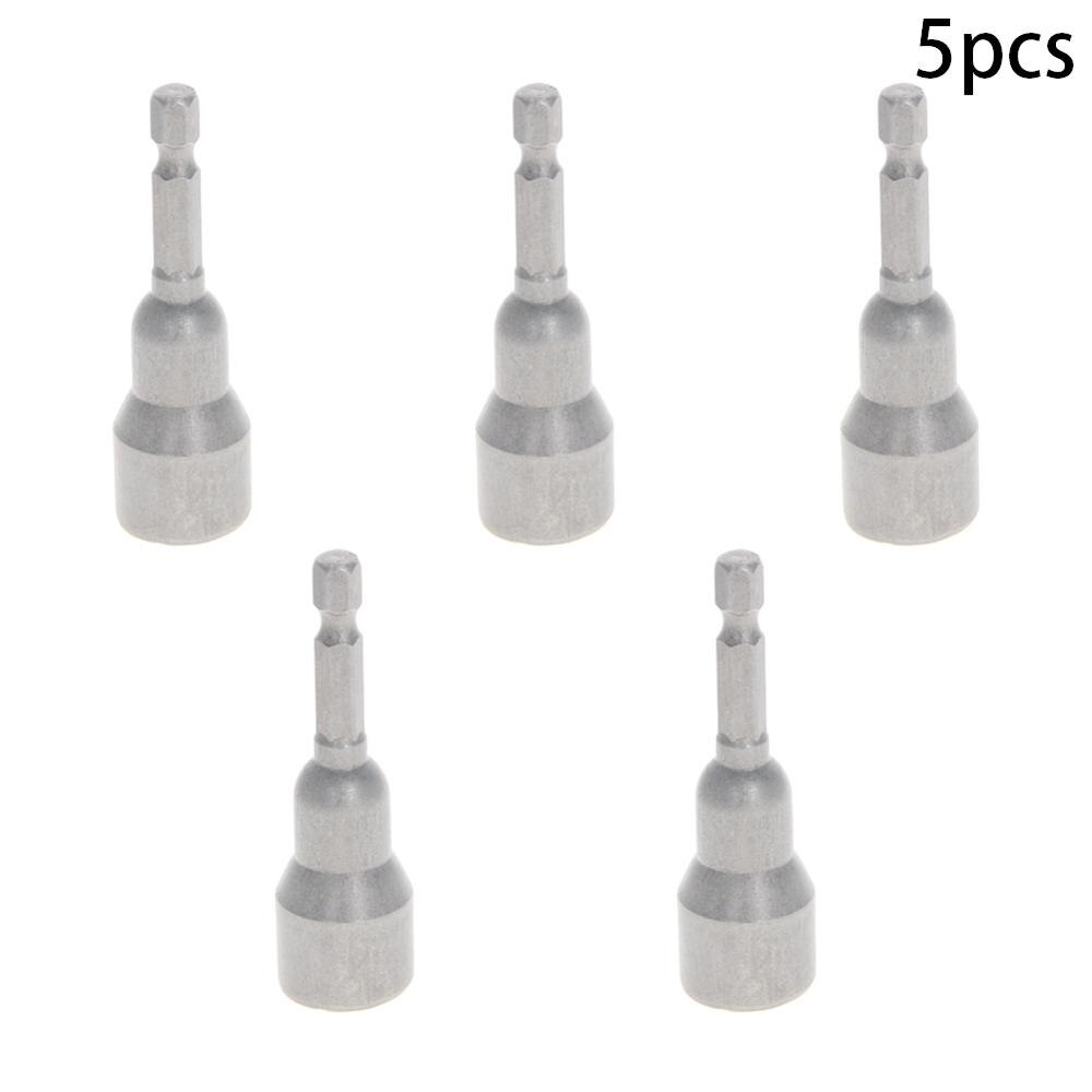 Utoolmart 5pcs 1/4" Non-magnetic Hex Socket 65mm Long 10mm/13mm Metal Impact Nut Setter Driver Bit Adapter Hand Tool