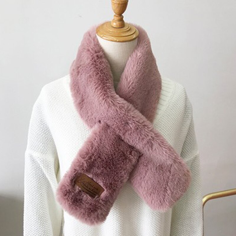Bufanda de cuello para mujer, bufanda cruzada de felpa, encogimiento de hombros para otoño e invierno, abrigo, vestido, XIN: Skin pink