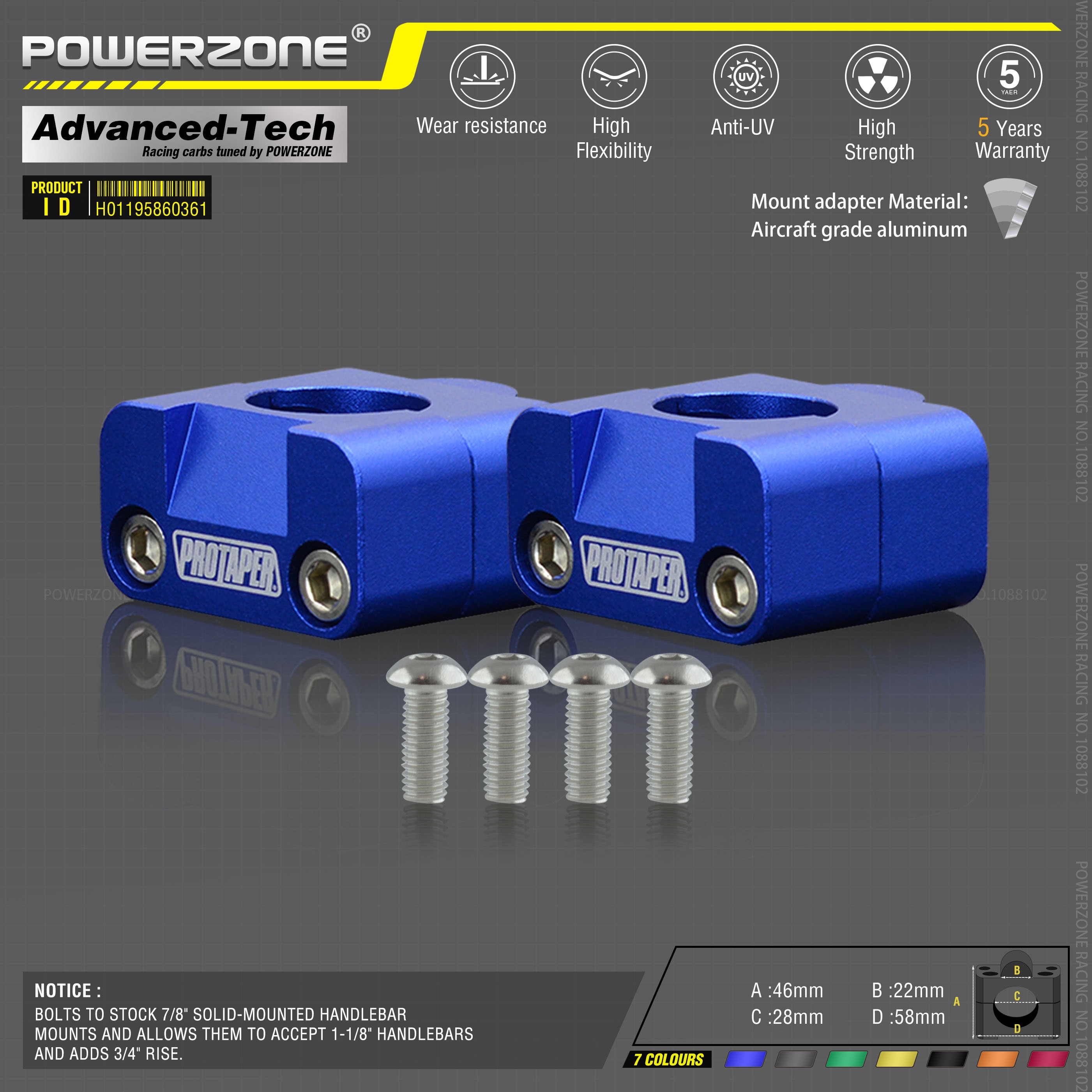 Aluminum Alloy Clamps for Motorcycle 22mm 7/8" Handlebar Riser Mount Irbis Bars kayo Motocross Enduro MX TTR T 250 Parts