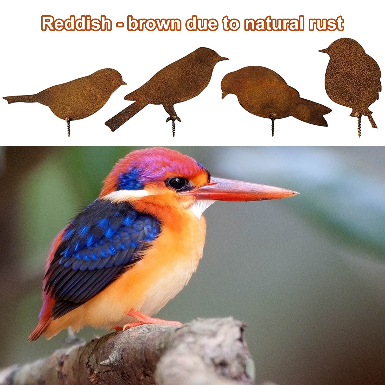 Practical Metal Birds with Rusty Patina Garden Art Outdoor Craft Statue Garden Decoration Ornaments