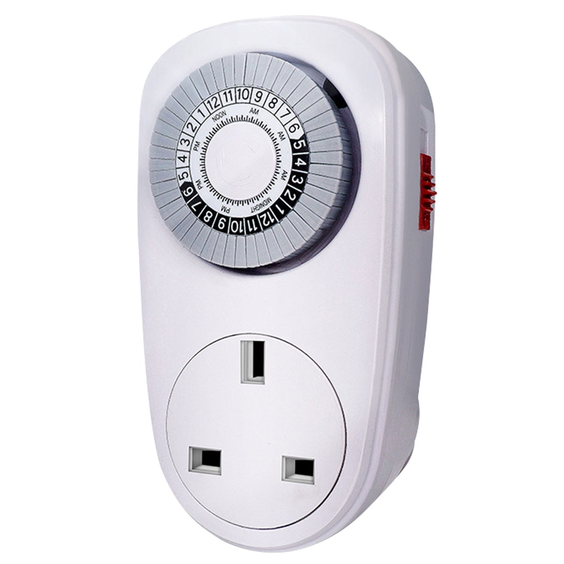 24 Hours Programmable Mechanical Mini Timer Switch Smart Countdown Switch Socket 125V 15A White