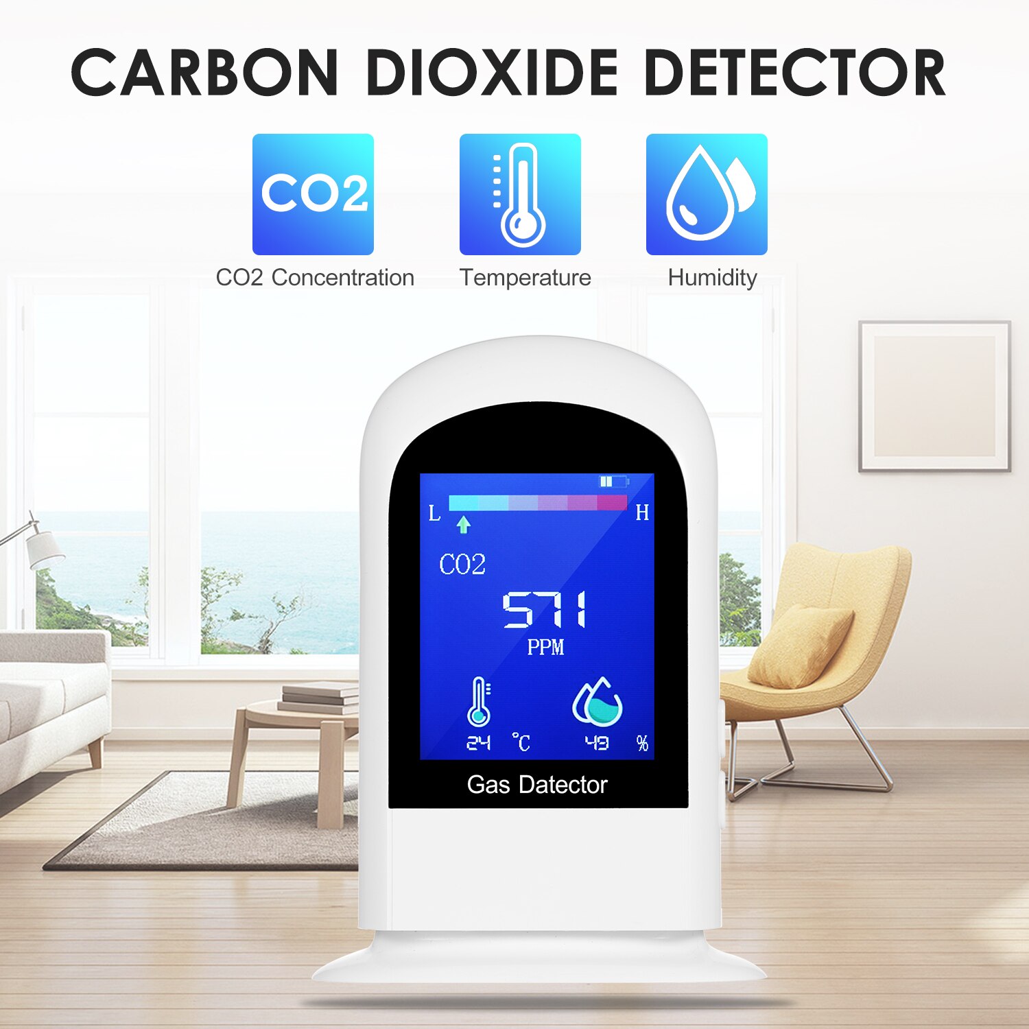 Air Detector Carbon Dioxide Detector LCD Digital CO2 Meter Carbon Dioxide Tester Temperature Humidity Meter CO2/RH/Temp