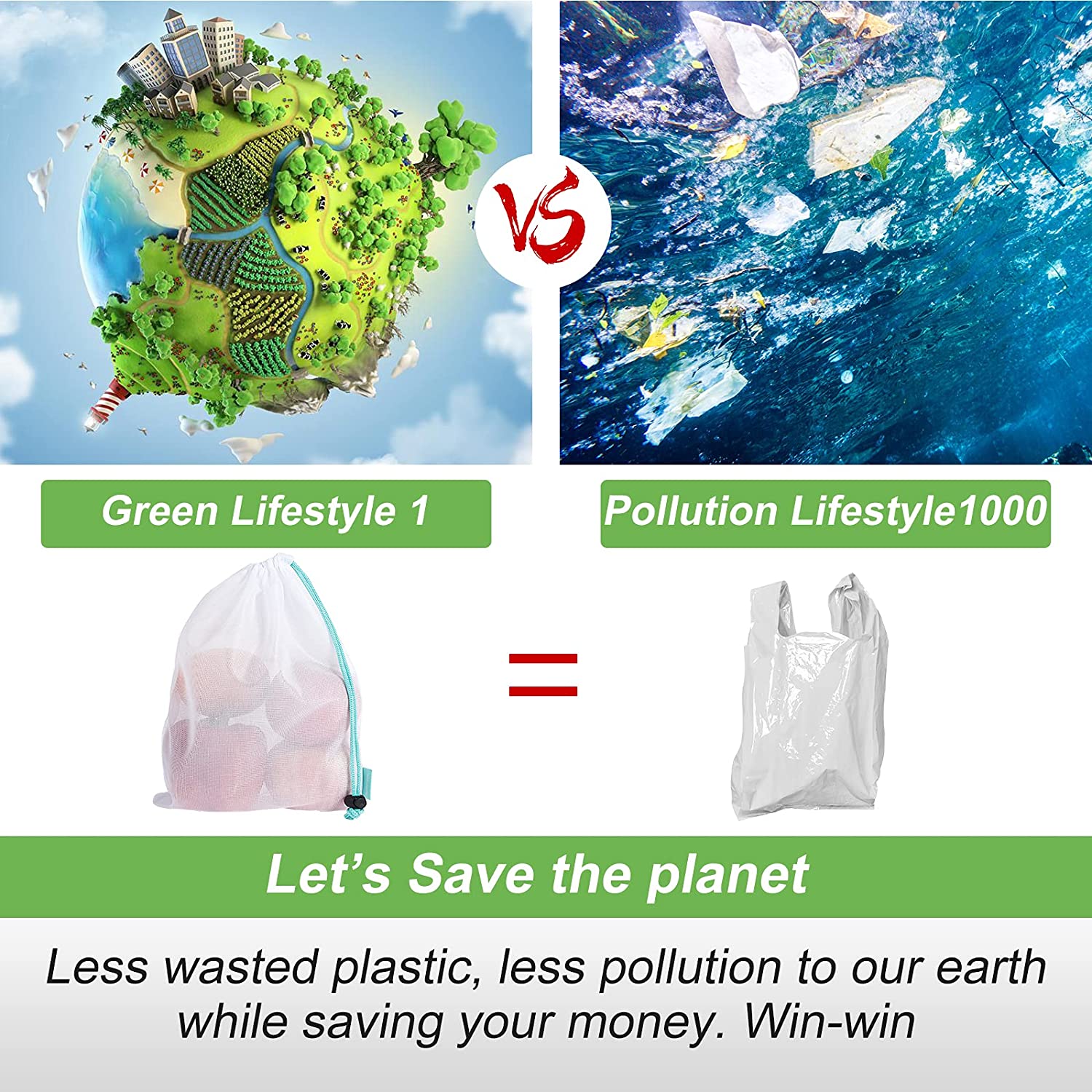 5pcs/pack Eco Friendly Mesh Fruit Vegetable Bags Reusable Produce Bags for Kitchen Supermarket Store Storage Bag with Drawstring