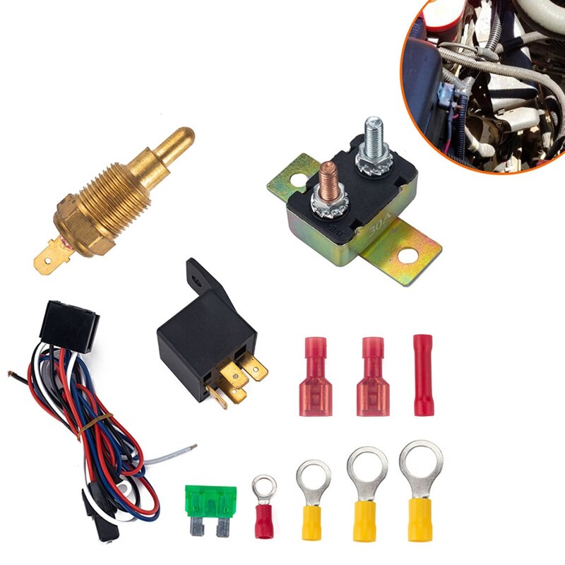 Relay Wiring Harness Temperature Switch Connecting Terminal Medium Fuse For Trucks Vehicle Radiator Fan Repair