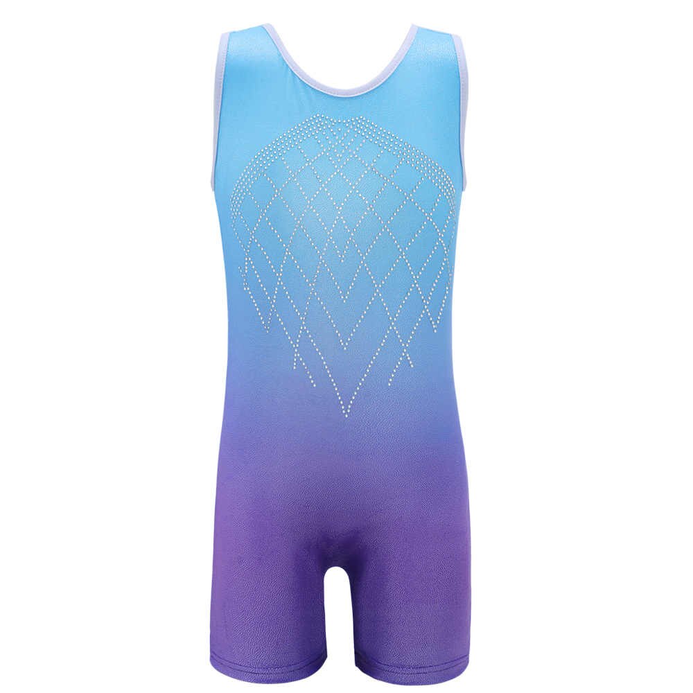 Girls Kids Gymnastics Leotards Biketards Sleeveless Gradient Dance Wear Pleaywear Activewear Tumblewear Athletic Leotards: Blue / 140