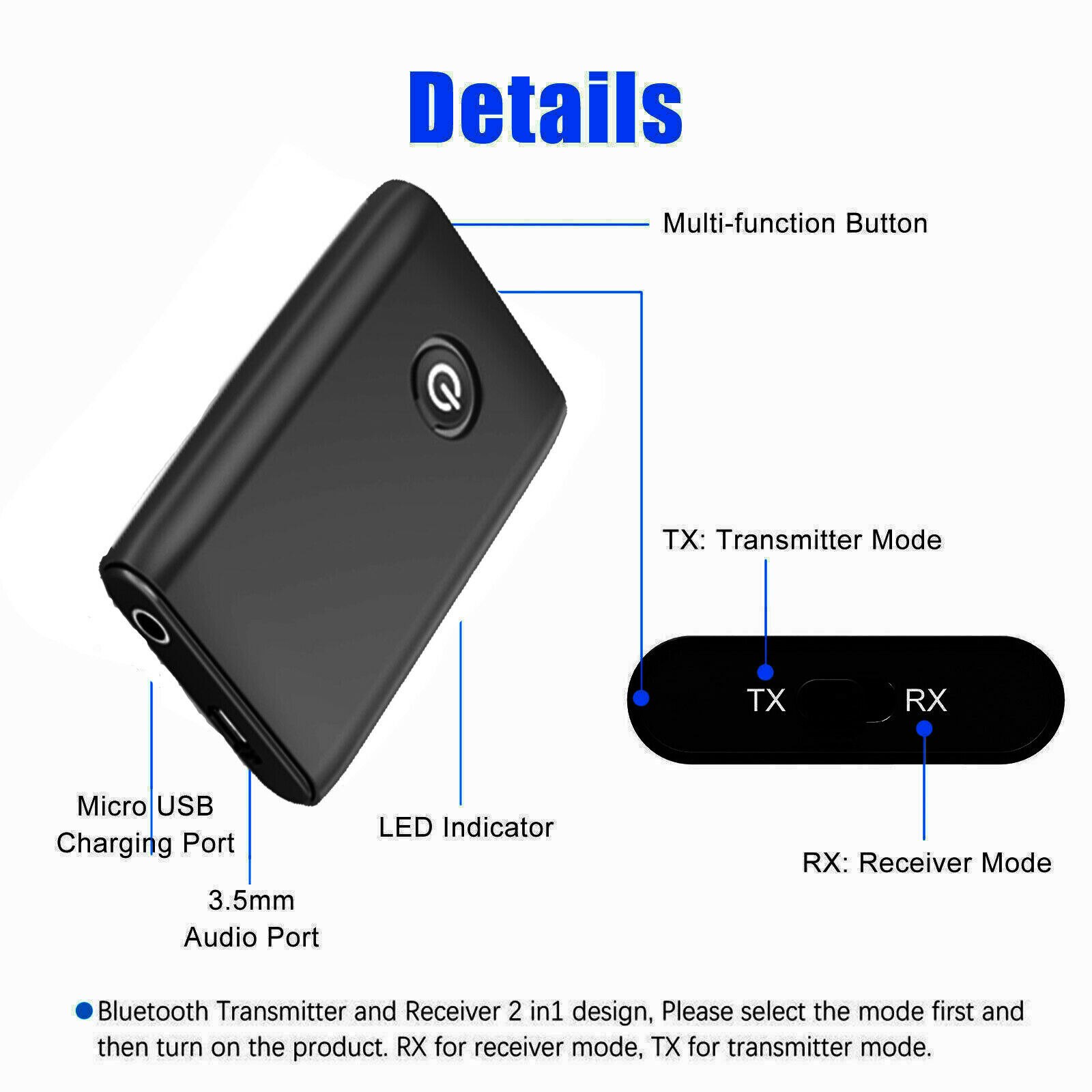 The B10S bluetooth 5.0 bluetooth transmitter receiver 2-in-1 3.5MM computer TV speaker is applicable