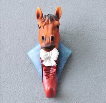 Résine créative 3D animaux crochets Hey chapeau manteau sac patère à vêtements décoration murale cerf Rhino éléphant girafe cheval décors 11: colour 6