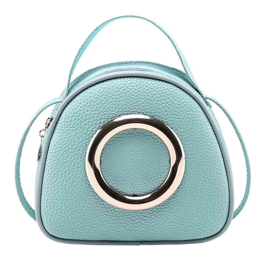 Women Solid Shoulder Bag Leather Cute Girl Small Handbag Versatile Luxury Women Messenger Bag: Blue