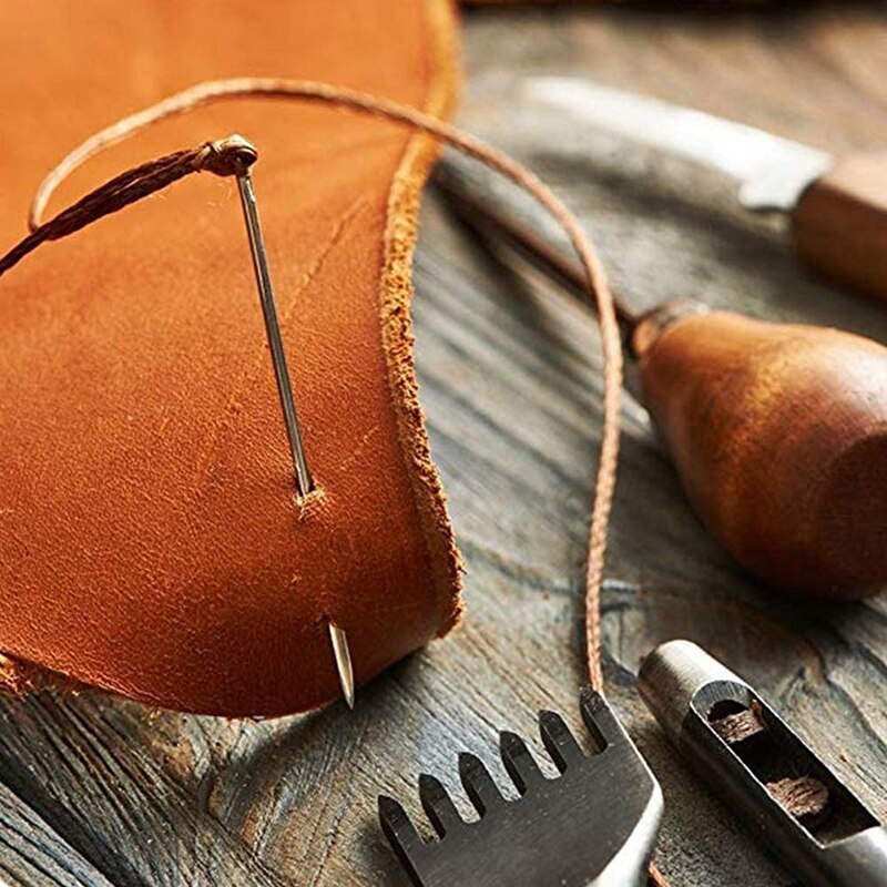 Imzay Large-Eye Hand Sewing Needles Big Eye Stitching Needle Weaving Sewing Tool Fabric Cross Stitch Needles with Sewing Bottle